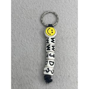 Vtg 1990s WWJD Beaded Keychain What Would Jesus Do Charm Purse Backpack Smiley
